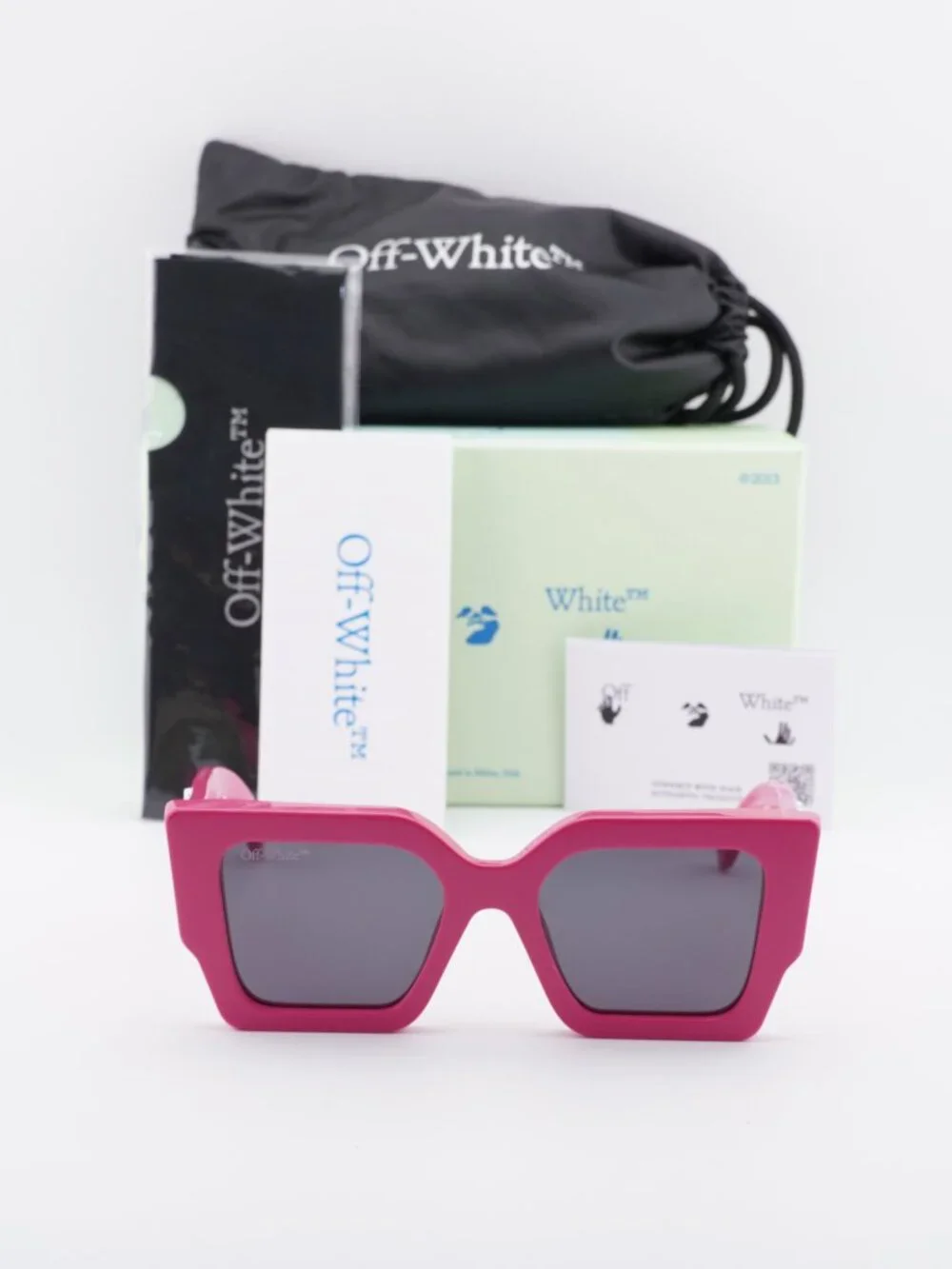 Off-White OERI003 6807 Square Sunglasses – Pink / Grey